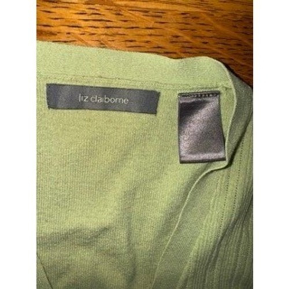 Liz Claiborne Light Green Ribbed V Neck Button Front Cardigan Sweater Women - Picture 4 of 4